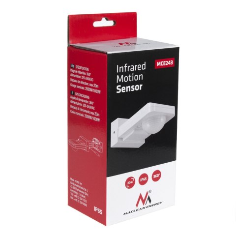Czujnik ruchu PIR Maclean, na podczerwień, IP65, max 2000W, MCE243 Maclean