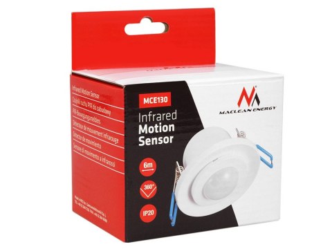 Czujnik ruchu PIR Maclean, na podczerwień, do zabudowy, zasięg 6m, 800W/400W, MCE130 Maclean