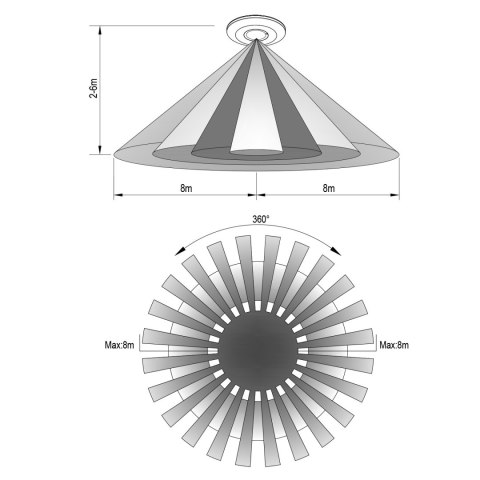 Czujnik ruchu mikrofalowy Maclean, montaż sufitowy, zasięg 1m-8m, max. 2000W, MCE133 Maclean