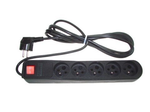 Listwa zabezpieczająca 5 gniazd 3,0m czarna ARMAC