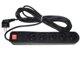 Listwa zabezpieczająca 5 gniazd 5,0m czarna ARMAC