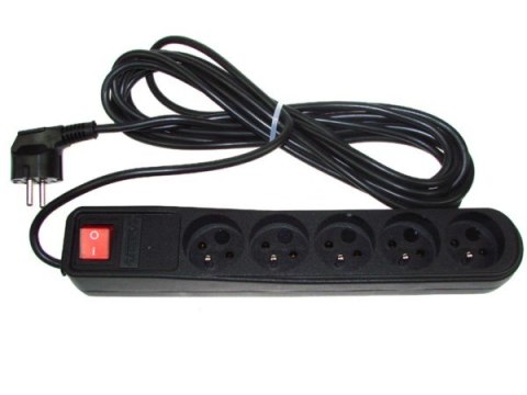 Listwa zabezpieczająca 5 gniazd 5,0m czarna ARMAC