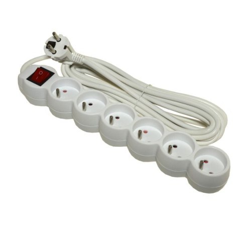 Przedłużacz 6 gniazd+wyłącznik 5m