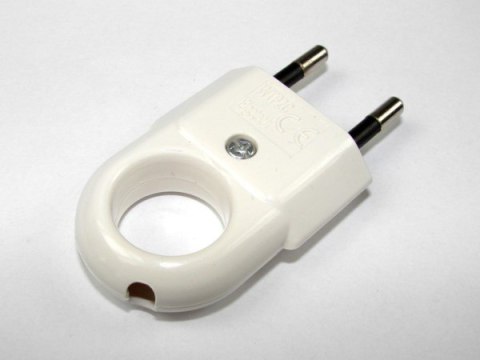 Wtyczka płaska składana z uchwytem biała WTP2C