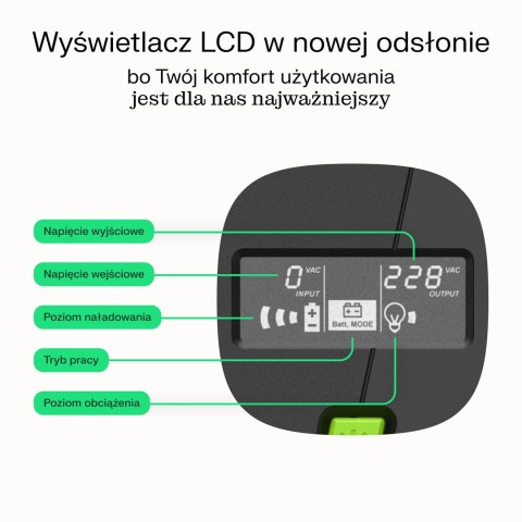 GREEN CELL UPS POWERPROOF 1400W/2000VA CZYSTA SINUSOIDA Green Cell