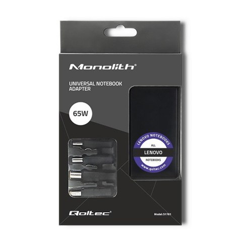 QOLTEC ZASILACZ SPECJALIZOWANY DO LENOVO | 65W | 4 WTYCZKI Qoltec