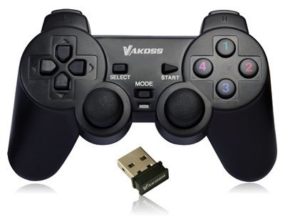 VAKOSS GAMEPAD BEZPRZEWODOWY USB Z FUNKCJĄ DUAL SHOCK, PC/PS3, TRYB CYFROWY I ANALOGOWY, GP-4705BK CZARNY VAKOSS