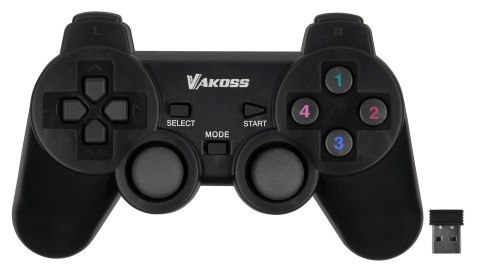VAKOSS GAMEPAD BEZPRZEWODOWY USB Z FUNKCJĄ DUAL SHOCK, PC/PS3, TRYB CYFROWY I ANALOGOWY, GP-4705BK CZARNY VAKOSS