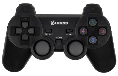 VAKOSS GAMEPAD BEZPRZEWODOWY USB Z FUNKCJĄ DUAL SHOCK, PC/PS3, TRYB CYFROWY I ANALOGOWY, GP-4705BK CZARNY VAKOSS