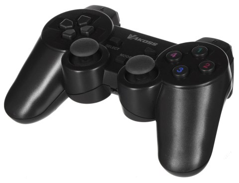 VAKOSS GAMEPAD BEZPRZEWODOWY USB Z FUNKCJĄ DUAL SHOCK, PC/PS3, TRYB CYFROWY I ANALOGOWY, GP-4705BK CZARNY VAKOSS