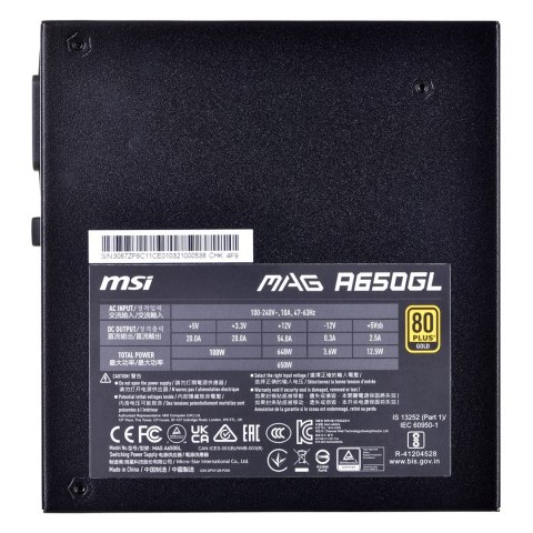 Zasilacz MSI MAG A650GL 650W 80+ Gold MSI