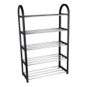 Alpina - Półka na buty / regał / stojak 5 poziomów 50x20x77 cm (Srebrny / Czarny) Alpina