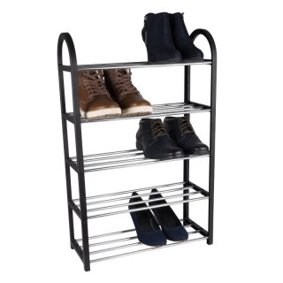 Alpina - Półka na buty / regał / stojak 5 poziomów 50x20x77 cm (Srebrny / Czarny) Alpina