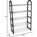 Alpina - Półka na buty / regał / stojak 5 poziomów 50x20x77 cm (Srebrny / Czarny) Alpina