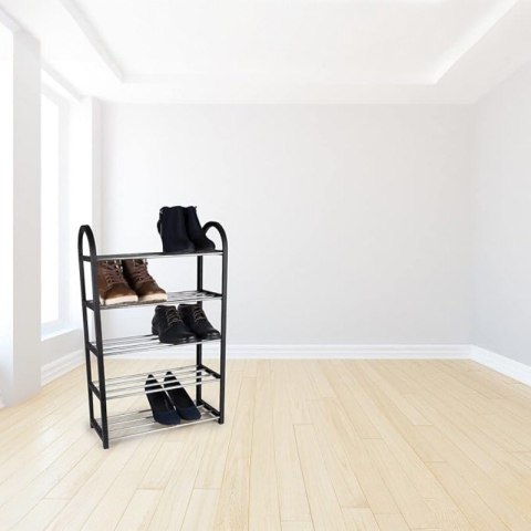 Alpina - Półka na buty / regał / stojak 5 poziomów 50x20x77 cm (Srebrny / Czarny) Alpina