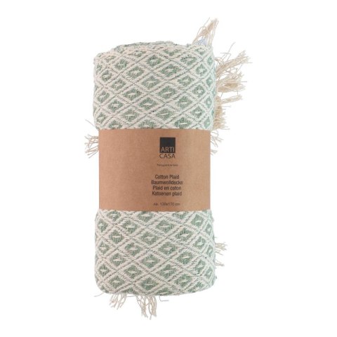 Arti Casa - Koc bawełniany w romby 130x170 cm (Zielony / Biały) Arti Casa