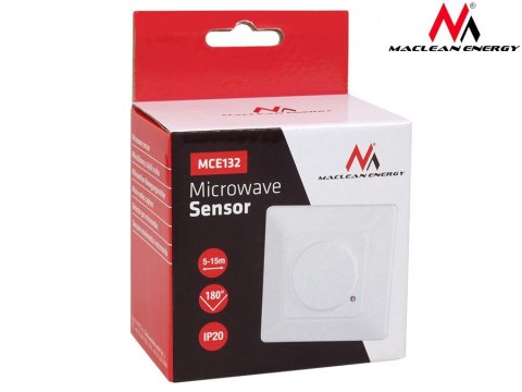 Czujnik ruchu Maclean, mikrofalowy do puszki, zasięg 5m-15m, 1200W, MCE132 Maclean
