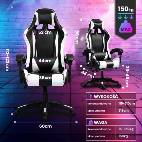 Extralink Gaming | Fotel gamingowy | biurowy, obrotowy, kubełkowy, czarno-biały, G-526 Extralink