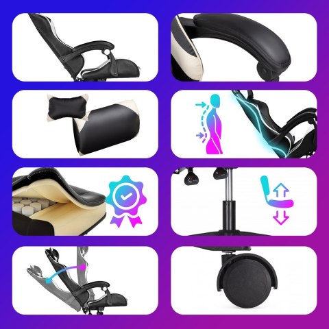 Extralink Gaming | Fotel gamingowy | biurowy, obrotowy, kubełkowy, czarno-biały, G-526 Extralink