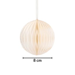 Komplet 4 bombek na choinkę z papieru, składane średnica 8cm białe
