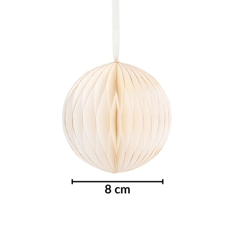 Komplet 4 bombek na choinkę z papieru, składane średnica 8cm białe