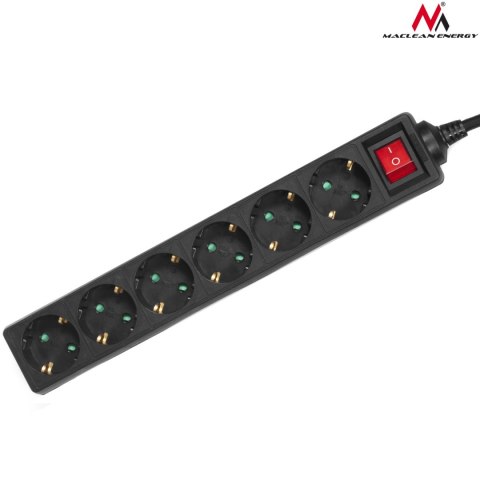 Listwa zasilająca Maclean, Przedłużacz 6 gniazd, Z wyłącznikiem, Typ niemiecki, 3500W, 5m, MCE195G Maclean