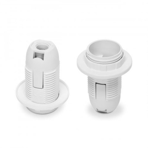 Oprawka E14 plastikowa z kołnierzem biała