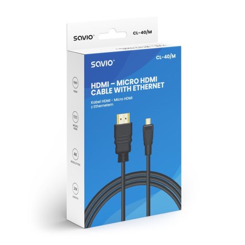 SAVIO KABEL HDMI (M) - MICRO HDMI (M), 2M, CZARNY, CL-40/M SAVIO