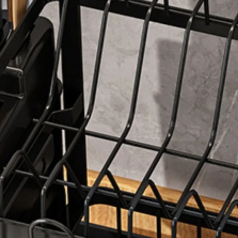 SUSZARKA DO NACZYŃ OCIEKACZ Z ODPŁYWEM DWU POZIOMOWA CZARNA STOJĄCA