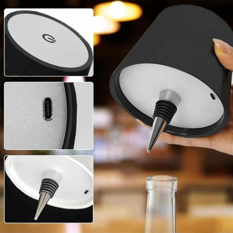 ZD167 Bezprzewodowa lampka nocna dotykowa na butelkę czarna ATL