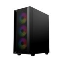GEMBIRD OBUDOWA FORNAX 4000 MIDI-TOWER (2X USB 3.0, 1X USB 2.0, HD AUDIO, SZKLANY PANEL BOCZNY, PODŚWIETLENIE ARGB) CZARNA GEMBIRD