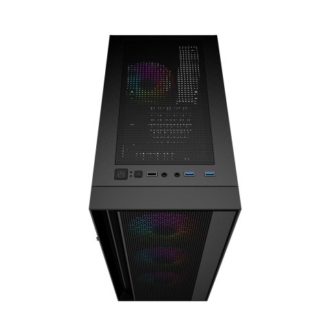 GEMBIRD OBUDOWA FORNAX 4000 MIDI-TOWER (2X USB 3.0, 1X USB 2.0, HD AUDIO, SZKLANY PANEL BOCZNY, PODŚWIETLENIE ARGB) CZARNA GEMBIRD