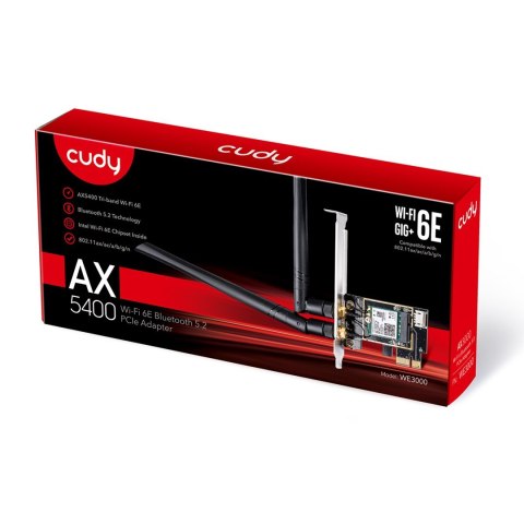 Karta sieciowa CUDY WE3000 AX5400 Wi-Fi 6 + BT 5.2 Intel AX210 PCIe CUDY