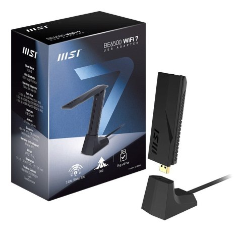 MSI BE6500 WiFi7 USB Stick - Dongle adapter USB 3.2 Gen 1 (3.1 Gen 1) MSI