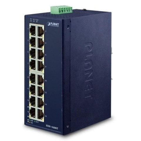 PLANET ISW-1600T łącza sieciowe Nie zarządzany Fast Ethernet (10/100) Niebieski Planet