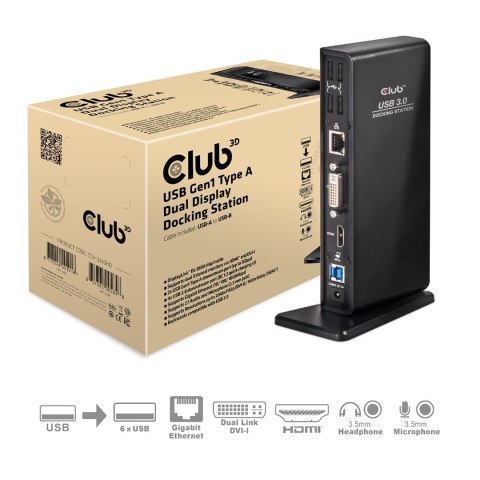 CLUB3D SenseVision USB3.0 Dual Display Docking Station Club 3D
