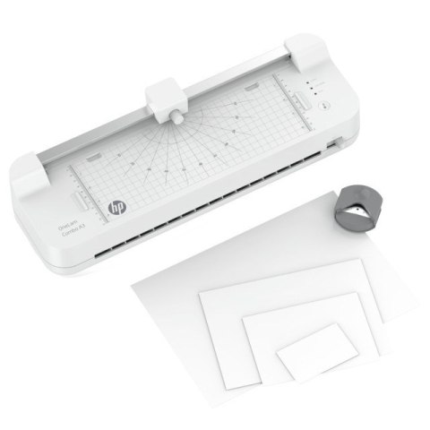 HP Laminator ONELAM COMBO A3, na zimno/gorąco, zintegrowany trymer, zaokrąglacz rogów, prędkość 40cm/min + 15 folii: 3xA4, 4xA5, Hewlett-Packard