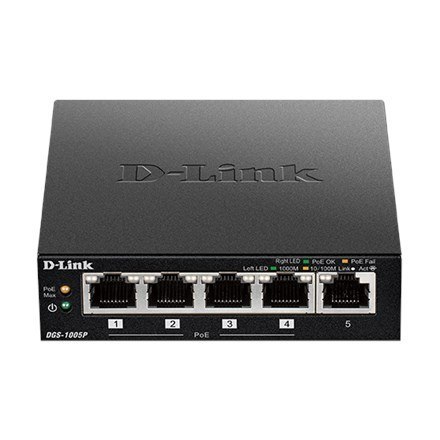 D-Link DGS-1005P/E łącza sieciowe Nie zarządzany Gigabit Ethernet (10/100/1000) Obsługa PoE Czarny D-Link