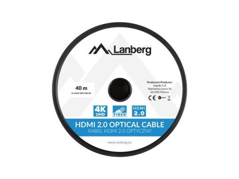 LANBERG KABEL HDMI M/M V2.0 40M OPTYCZNY AOC CA-HDMI-20FB-0400-BK Lanberg