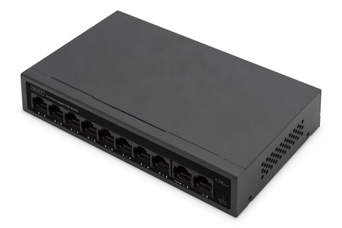 Switch 8+2 Port GE PoE, 8 Port PoE 802.3at, 10/100/1000 Mbps + 2 Port GE DIGITUS