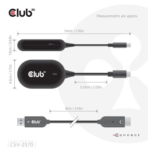 Adapter WRL USB-C na HDMI CSV-2570 Club3D Club 3D