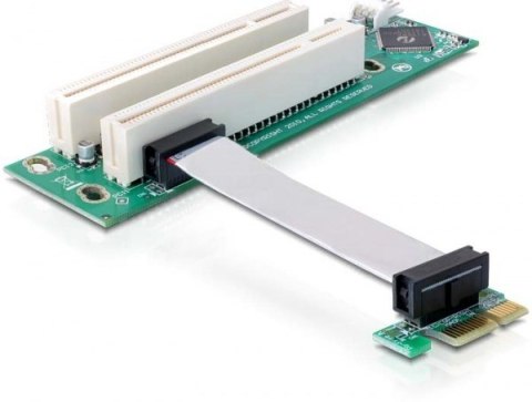 Karta rozszerzeń Delock Riser card PCI Express x1 na 2x PCI 32Bit 5 V z elastycznym kablem 9 cm lewy wstawka DELOCK