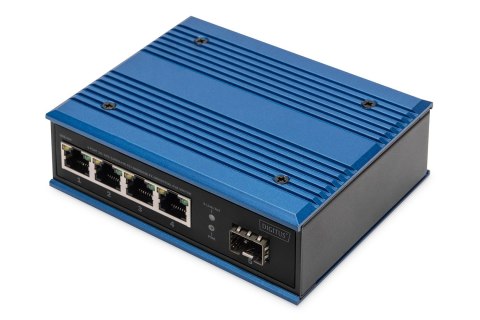 Przemysłowy switch 4x 1000Base-TX PoE 120W + 1x 1000Base-FX (bez modułu) DIN rozszerzony zakres temp DIGITUS