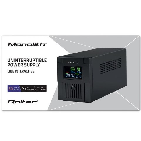 QOLTEC ZASILACZ AWARYJNY UPS LINE INTERACTIVE | MONOLITH | 1500VA | 900W | LCD | USB Qoltec