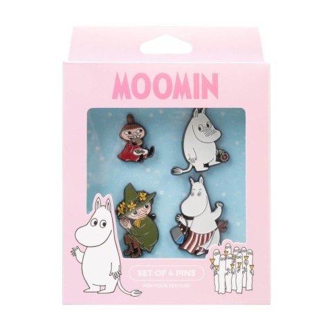 Muminki - Zestaw 4 przypinek do ubrań lub plecaka Moomin
