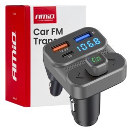 Transmiter samochodowy fm 2×usb-a 1×usb 12v 24v amio-04649 AMiO