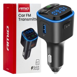 Transmiter samochodowy fm microsd 1×usb-a 2×usb-c 12v 24v amio-04651 AMiO