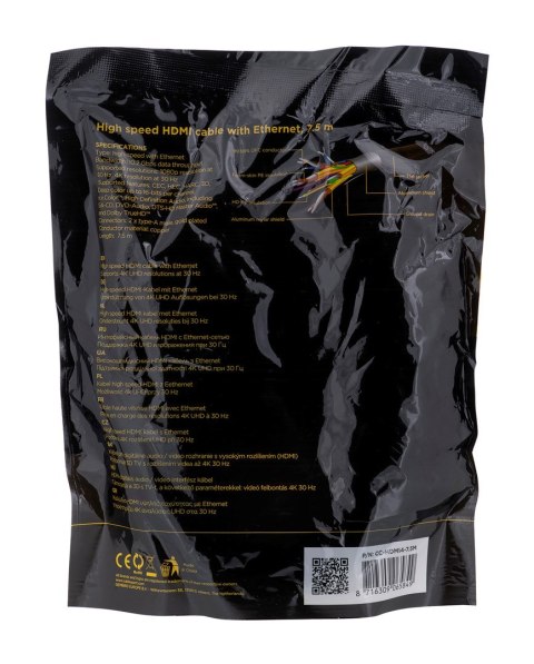 Kabel GEMBIRD CC-HDMI4-7.5M (HDMI M - HDMI M; 7,5m; kolor czarny) GEMBIRD