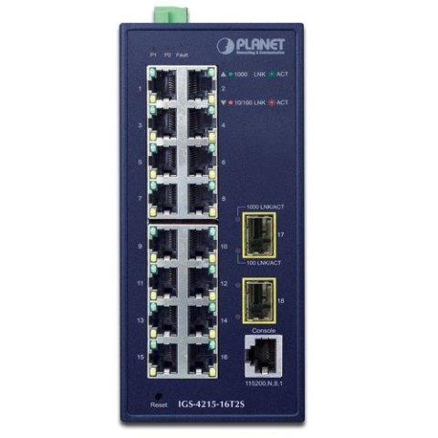 Planet IP30 Industrial L2/L4 16-Port Planet