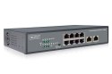 Przełącznik sieciowy niezarządzalny 19" 8x RJ45 10/100 Mb/s, 2x FastEthernet uplink, PoE+ 120W budżet DIGITUS